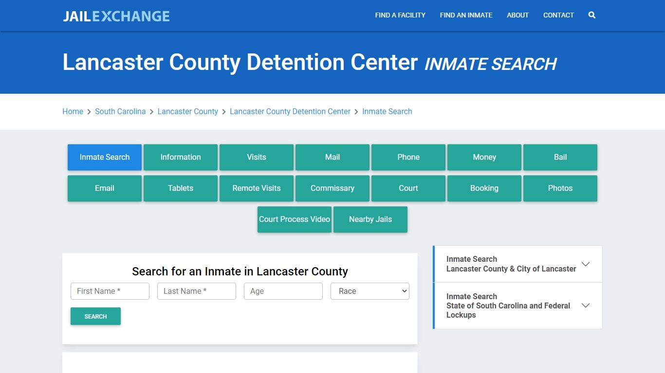 Lancaster County Detention Center Inmate Search - Jail Exchange