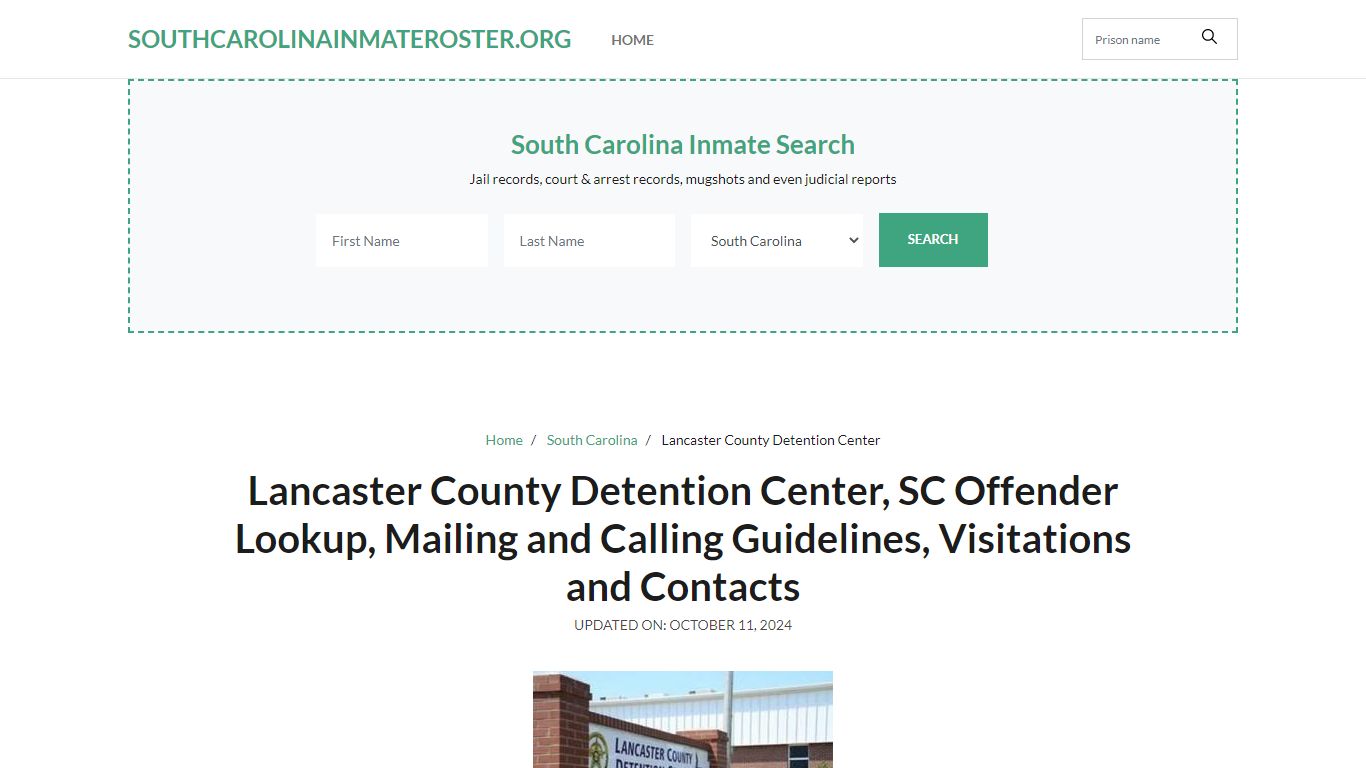 Lancaster County Detention Center - South Carolina Inmate Roster